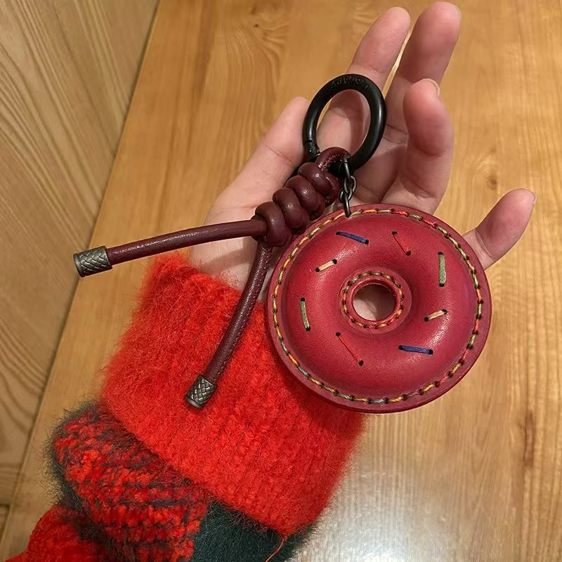 DIY keychain new genuine leather bag pendant car keychain hanging chain