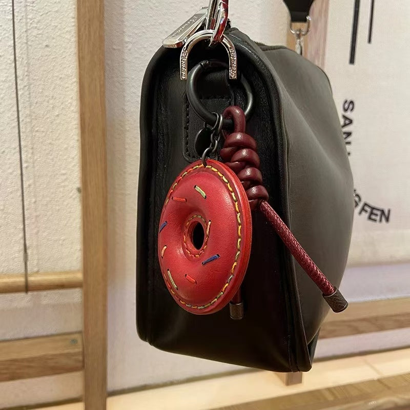DIY keychain new genuine leather bag pendant car keychain hanging chain